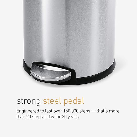 simplehuman 4.5 Liter Bathroom Trash Can, White Steel, Pack of 6