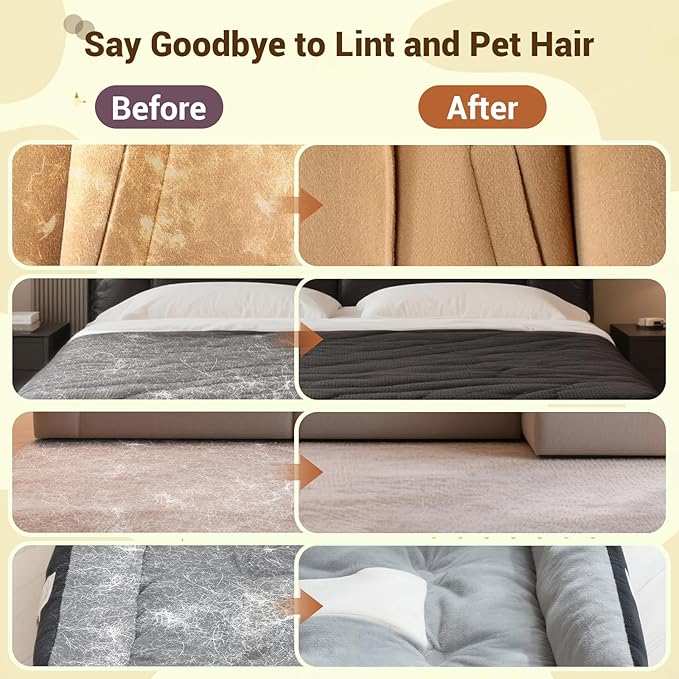 Pet Hair Removal Glove & Electrostatic Remover Set with Mini Lint Roller (180 Sheets) - Reusable Cleaning Tool for Sofa, Carpet, Cat Tree, Furniture, Car Seat and Clothes（3PCS）