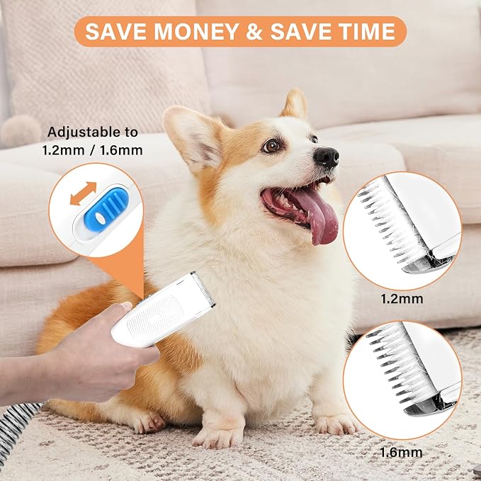Petmolico Pet Grooming Vacuum Set for Dog 13000PA Suction Dog Vacuum Grooming Kit with 2.8L Large Cup for Shedding Grooming Include 4 Hair Clipper Combs