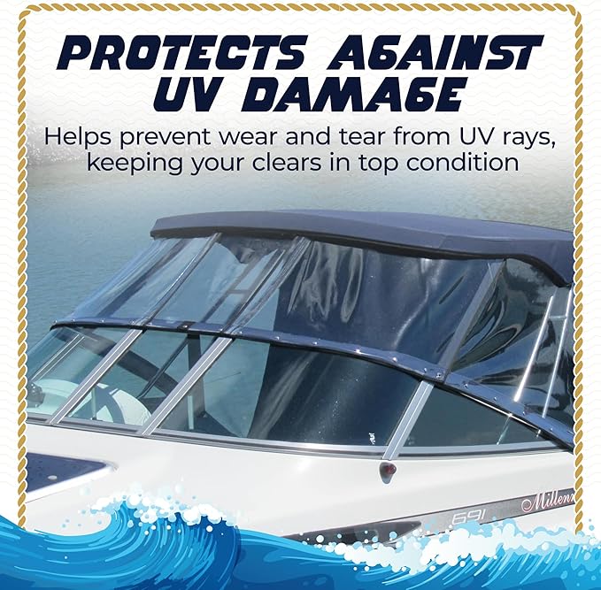 Salty Captain Clears Clean & Polish Kit – Isinglass Cleaner & Boat Polish – 16.9oz Cleaner, 16.9oz Polish & 5 Microfiber Towels – Restores Clarity & Shine to Strataglass, Polyvinyl & Marine Clears