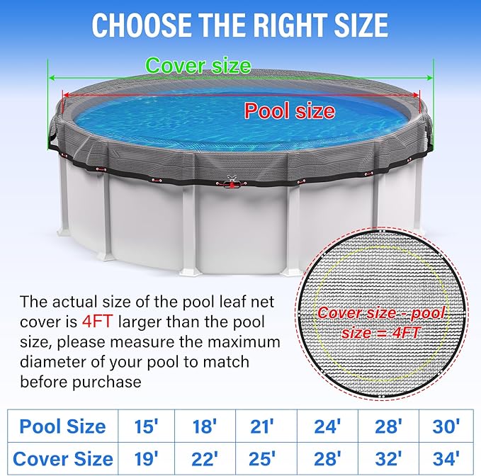 21FT Pool Leaf Net Cover Round Pool Net Cover for Above Ground Pool, Heavy Duty Pool Cover with Winch and Cable for Leaves and Debris