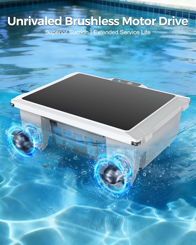 T2B Solar Pool Skimmer Robot via App & Remote Control, 2026 Upgraded Automatic Robotic Pool Surface Cleaner with 24/7 Cleaning, Dual Charging, Auto-Dock & Smart Nav, Inground & Above-Ground Pools