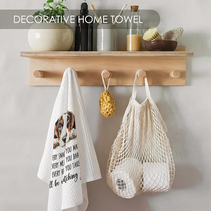 Basset Hound Kitchen Towel Gifts for Dog Lovers Decorative Set of 2, Bassett Hound Dish Towels Dishcloths Tea Towels, Basset Waffle Weave Microfiber Hand Towel for Kitchen Bathroom Decor 16x24