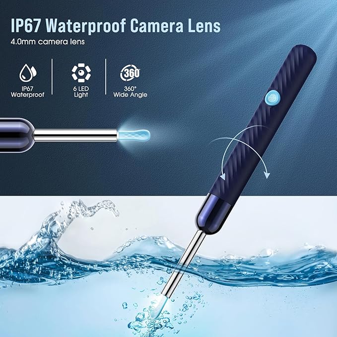 LEIPUT Ear Wax Removal - Earwax Remover Tool with 7 Pcs Ear Set - Ear Canal Cleaner with 1080P Camera - FSA HSA Eligible - Ear Cleaning Kit with 6 Ear Spoon - Ear Camera for iOS & Android (Blue)