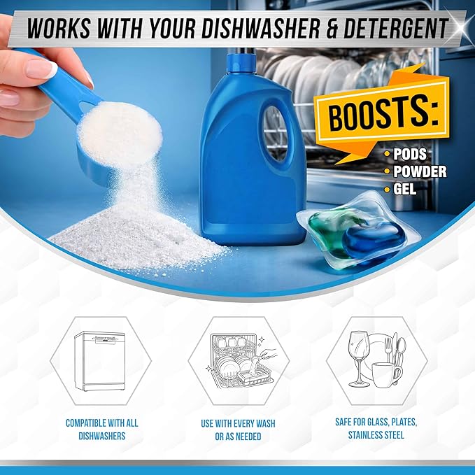 ACTIVE Dishwasher Detergent Booster and Appliance Cleaner Wipes - Includes 32oz Dish Soap Boosting Powder and 24ct Appliance Cleaning Wipes