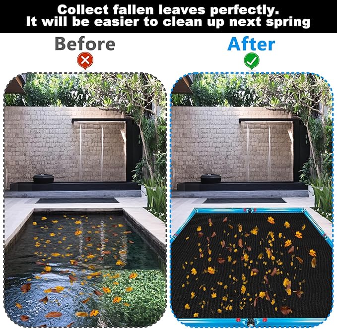 36 ft x 18 ft Black Pool Leaf Net for Rectangle Inground Above Ground Pool Screen Fine Mesh Sunshade Catches Leaves