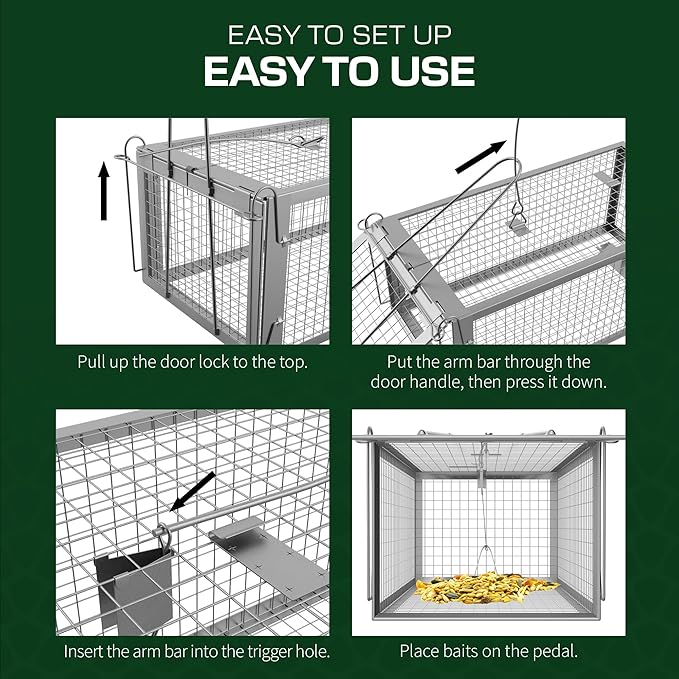 Humane Squirell Trap -2 Pack, Chipmunk and Rat Cages that Work for Home | Catch and Release | Reusable and Durable | No Kill Animal Trap | for Inside Home and Outdoor Use