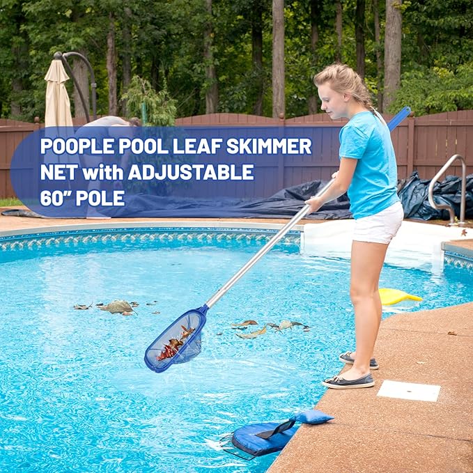 Swimming Pool Cleaning Kit - Includes Pool Skimmer Net, 18" Pool Brush with 5ft Adjustable Pole, Pools Maintenance Kits for Inground & Above Ground Swimming Pools, Removes Debris