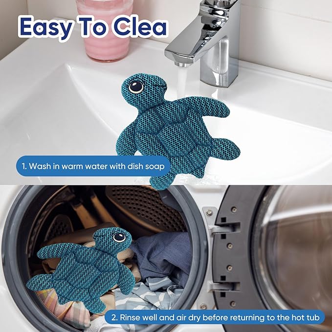 LCHUANG 2 Pack Hot Tub Scum Absorber Turtle - Oil Absorbing Hot Tub Floating Sponge Cleaner Absorber Spa & Pool Cleaner, Keeps Water Clear, Reusable Pool Scum Absorber Hot Tub Spa Accessories