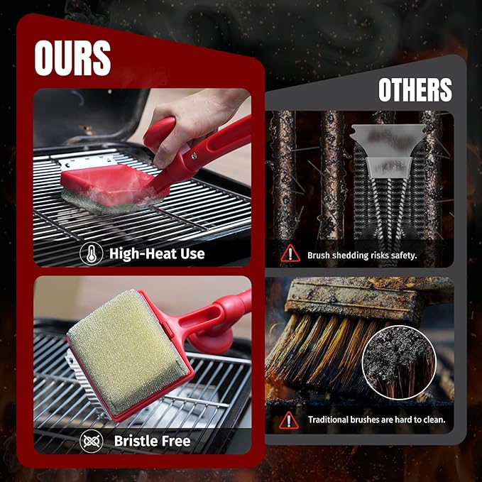 SHINESTAR Replacement Head for Our Grill Brush Bristle Free - Exclusive Aramid Fiber Non Metal Bristles BBQ Brush Refill, Heavy Duty Cleaning Pad for Outdoor Grill, Custom Fit for Our Brand Only