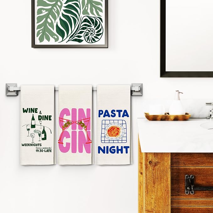 Italian Kitchen Towels Set 3, Italian Kitchen Decor, Bar Towels for Kitchen Bartender, Retro Dish Towels for Hand Towels for Kitchen, Aesthetic Kitchen Decor, 16x24 Inch