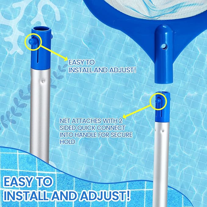 3 Pcs Hot Tub Accessories Kit with 26'' Spa Skimmer Net, Curved Brush, Handy Sponge Brush for Inflatable Hot Tub and Spa Pool Small Above Ground