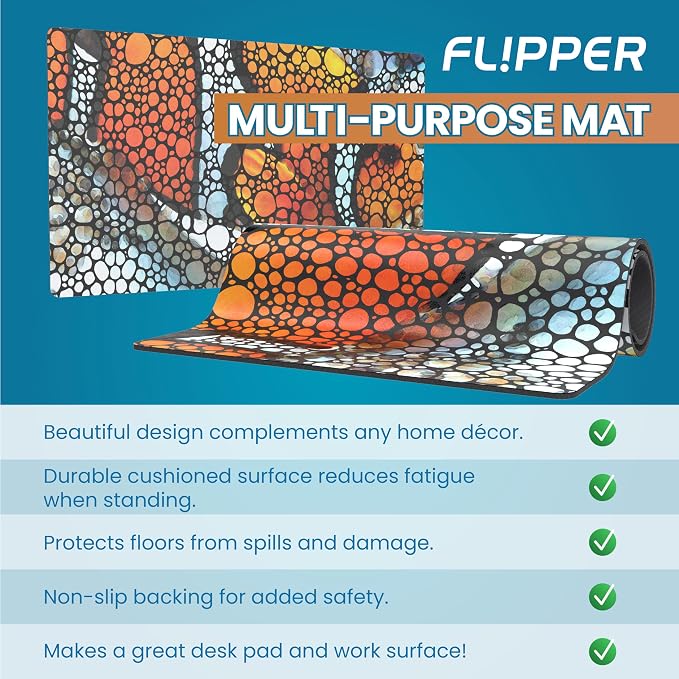 Flipper Luxurious Waterproof Aquarium Mat, Ideal for Fish Tank Cleaning, Anti-Slip Door Mat with Custom Art, Computer Mat, and Desktop Mat - Long Lasting and Durable