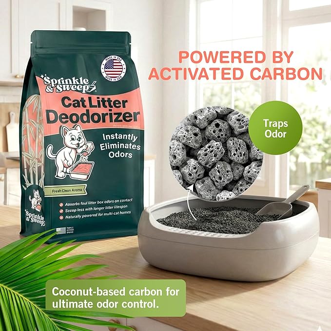 Sprinkle & Sweep: Litter Box Deodorizer - 4 Pack, 8oz Bags - Cat & Kitten Home Odor Neutralizer, Ultra-Absorbent Formula, Non-Toxic, Pet Smell Control