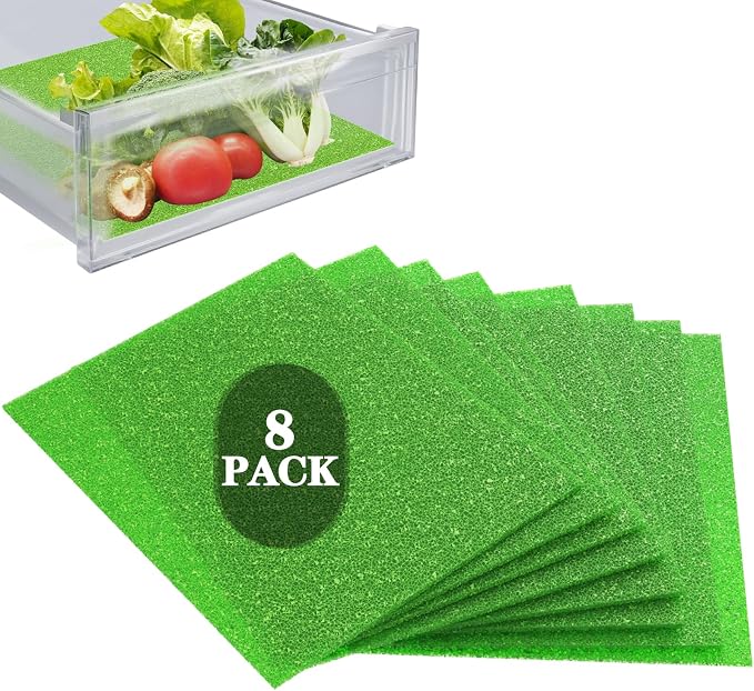 8 Pcs Refrigerator Drawer Liners for Fruit and Vegetables Fresher Life Extender,Refrigerator Organizers and Storage, Fridge Shelf Liners(12"x15")