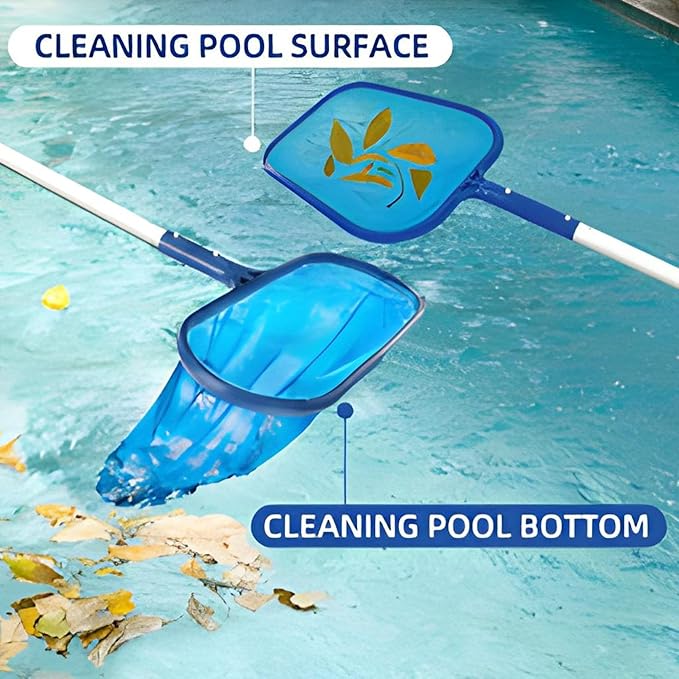 Wessel-Werk Deluxe Pool Skimmer Net Set with Reinforced Frame and EZ Button Locking System – Fits Standard 1-1/4" Pool Poles – Shallow & Deep Rake Options (Net Set (Shallow + Deep))