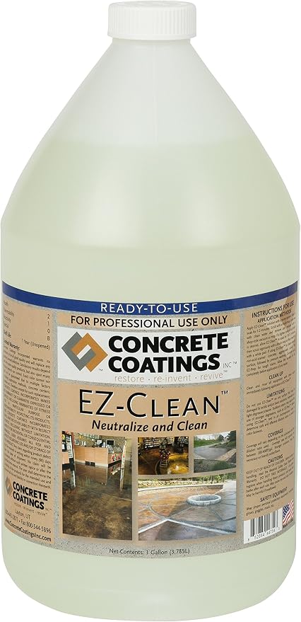 CC Concrete Coatings EZ-Clean | Concrete Acid Stain Neutralizer, Degreaser, Light Cleaner | Ready to Use | 1 Gallon |