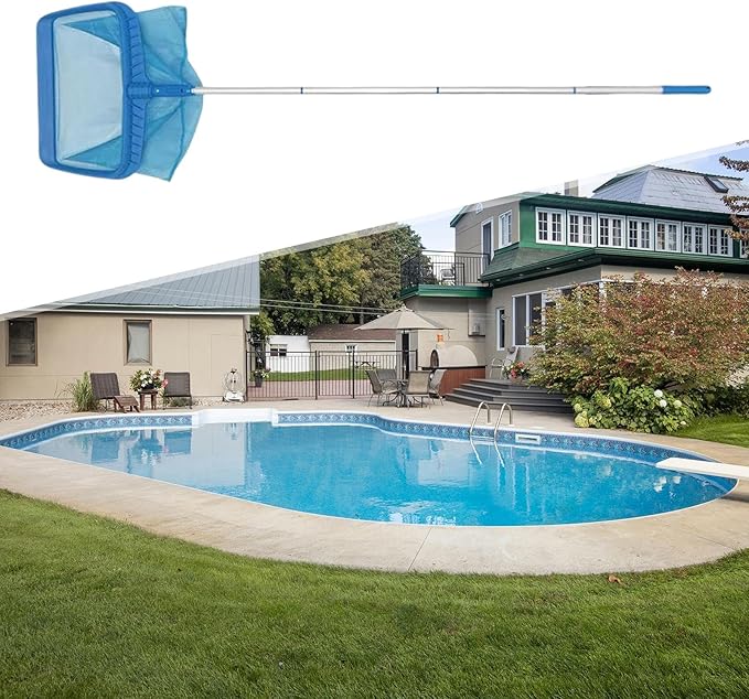 Fishing Net Swimming Pool Cleaning Netting Patio Fine Mesh Yard Pool Skimmer Net for Above Ground Inground Pool Pool Pond SPA, 117cm/977 (Color : Blue, Size : 184cm)