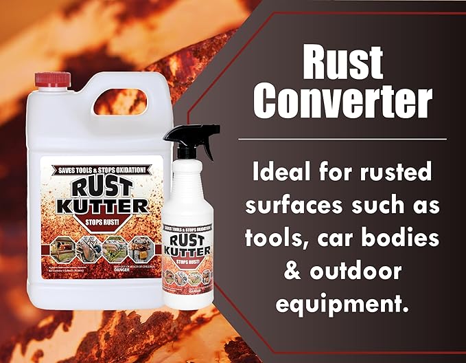 Rust Kutter- Gallon - Stops Rust and Converts Rust Spots to Leave a Primed Surface Ready to Paint, Professional Rust Repair Manufactured in USA