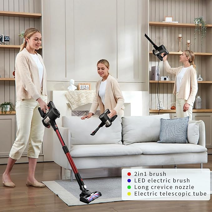 Cordless Vacuum Cleaner, Rechargeable Lightweight Handheld Vacuum, Portable Stick Vacuum for Home, Pet Hair, Carpet, and Car Cleaning(GR Pro)