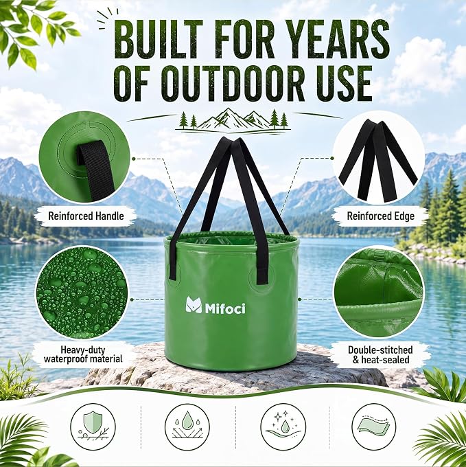 Mifoci 4 Pcs Collapsible Bucket 5 Gallon and 8 Gallon with Handle Portable Foldable Bucket for Camping Fishing Sturdy Leakproof Collapsible Cleaning Buckets for Car Wash RV Outdoor (Mixed Color)