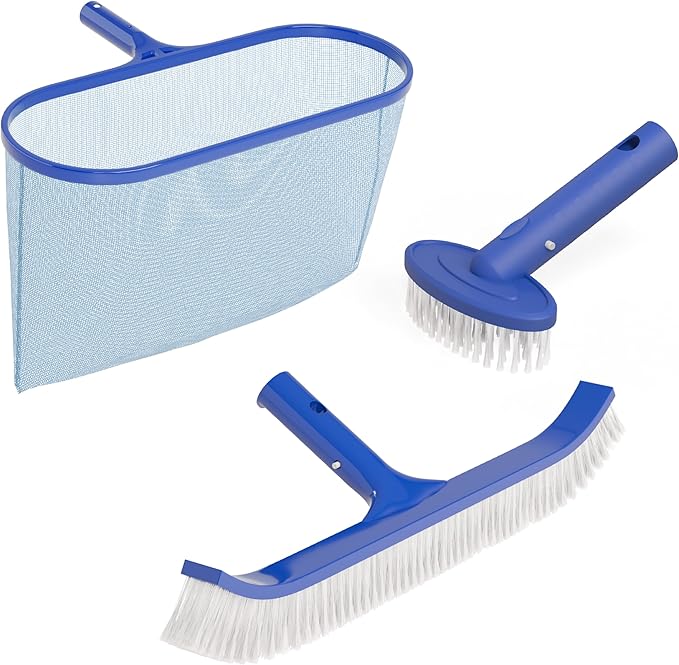 VINGLI 3-in-1 Pool Cleaning Kit, Pools Maintenance Equipment with Pool Net, Pool Brush and SPA Brush, Pool Maintenance Tools for Inground&Above Ground Swimming Pools
