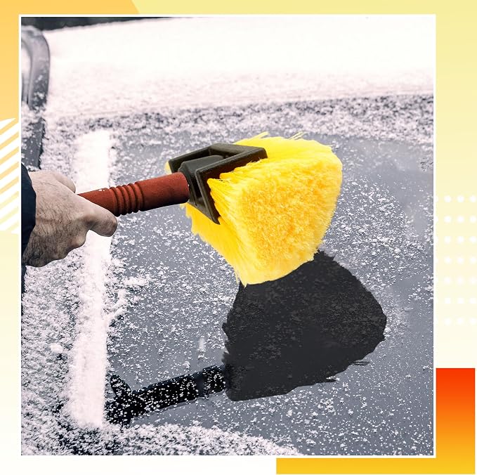 3 Pcs Car Wash Brush Head with Soft Bristles Flow Thru Car Cleaning Brush Yellow Car Wash Brush for Car Auto Truck RV Boat Camper Washing Home Auto Repair Shop