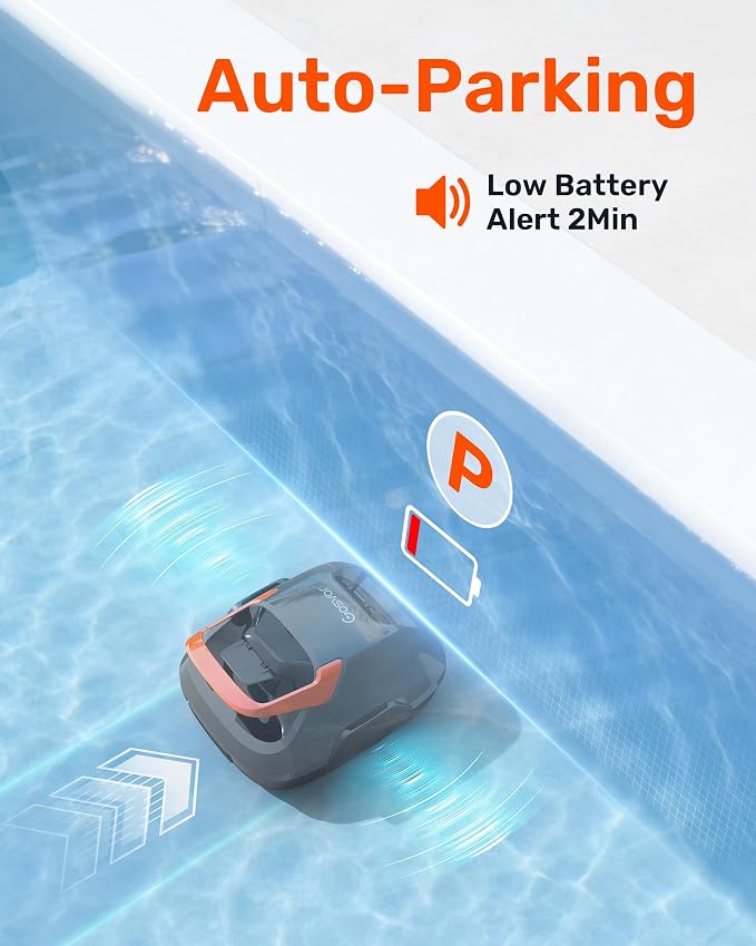 Gosvor Cordless Robotic Pool Cleaner, Pool Vacuum for Above Ground Pool Lasts 90 Min, Portable, Self-Parking, Ideal for Flat Above-Ground Pools up to 860 sq.ft