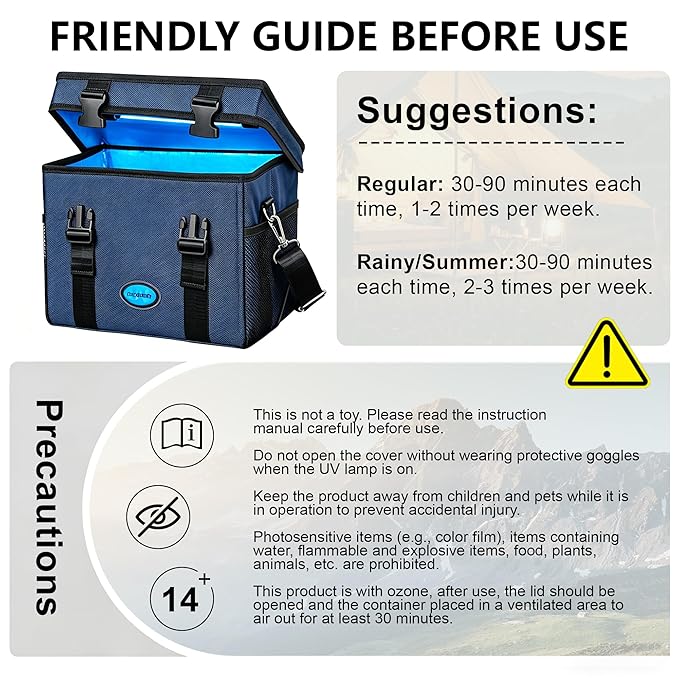 UV Sanitizer Box, 12L Ozone Portable Sanitizing and Cleaning Machine with 3-Level Timer, Foldable UV Cleaner Box for Toys, Mask, Towel, key Etc. UV Boxes with Ozone
