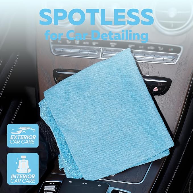 Fantasticlean XL Tear-Away Microfiber Cleaning Cloth Roll, 16'' by 16''- 36 Sheets, Thick & Large Detailing Towels, Ultra Absorbent, Lint-Free Reusable Wipes for All-Around Cleaning (Glossy Blue)