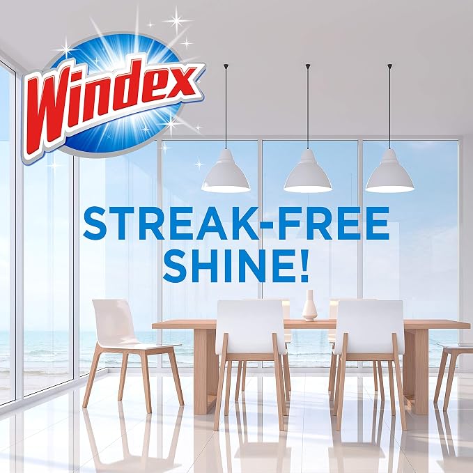 SC Johnson Professional Windex Original Glass Cleaner, Fresh Scent, 32 oz Spray Bottle, 4/Carton (327171)