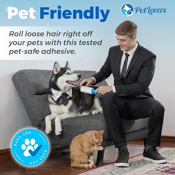 PetLovers Extra Sticky Lint Roller Value Set 300 Sheets for Pet Hair Removal, Dog and Cat Lint Remover 3 Pack