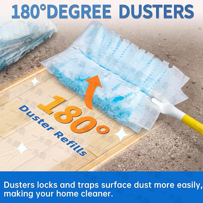 80 Count Disposable Dusters Refills, Heavy Duty Duster Refills Compatible with Swiffer Duster Refills (80 Count Duster Refill +1 Handle)