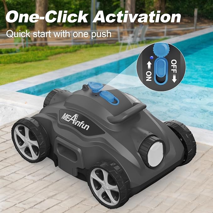 2024 New Cordless Robotic Pool Vacuum Cleaner, Last 110 Mins & Clean 1076 Sq. Ft for Above Ground and Inground Pool Robot - 5800mah Automatic Parking Pools Cleaning Tools PC01 Grey