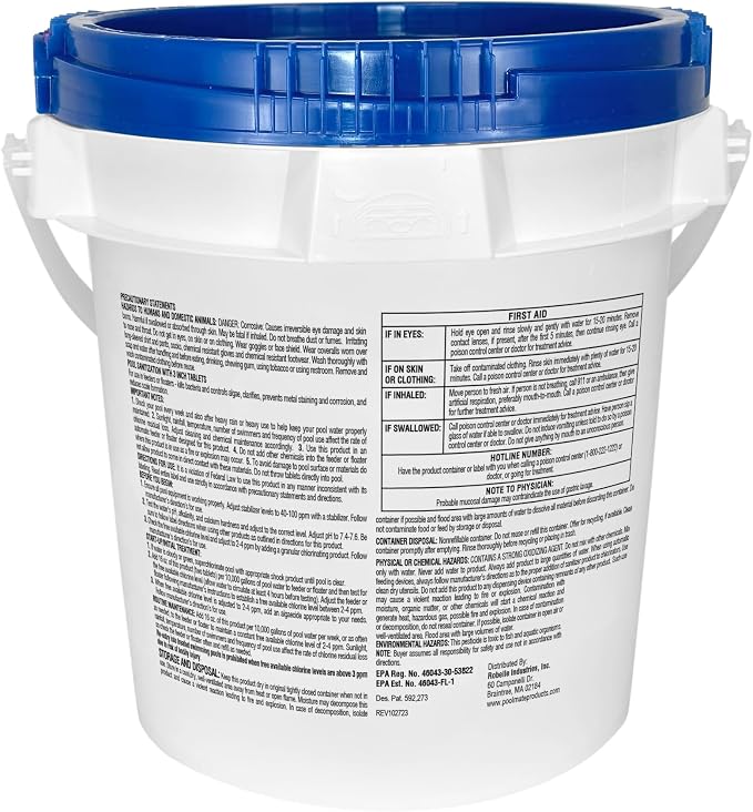 Pool Mate 10-Pounds All-In-1 Swimming Pool 3 Inch Chlorinating Tabs, Chlorine Tablets 3 Inch, Sanitizer, Clarifier, Stain Inhibitor, Algae Control, Descaler, Sunlight Protector All In One, Made In USA