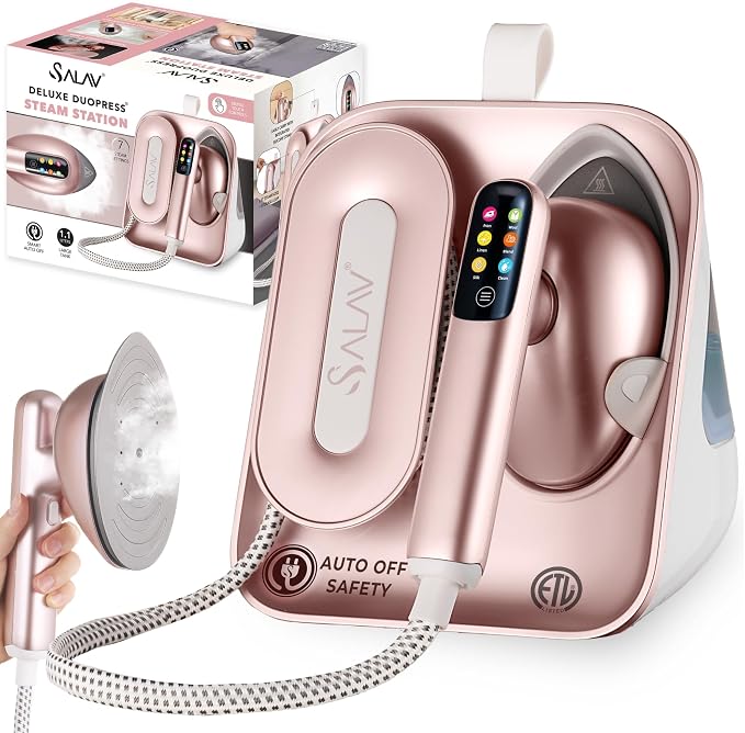 SALAV DuoPress Smart Deluxe Steam Station, Garment Steamer & Iron (C-Rose Gold)