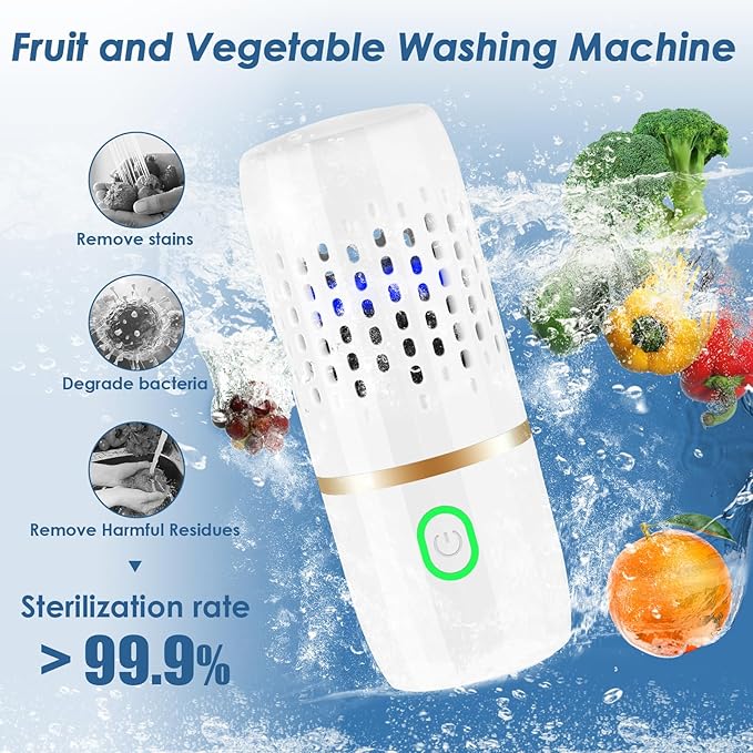 Cudinham Fruit and Vegetable Purifier Cleaner Washing Machine Capsule Shape Produce Cleaner Disinfection OH-ion Purification Technology for Cleaning Veggie Grains Rice Meat Seafood, White