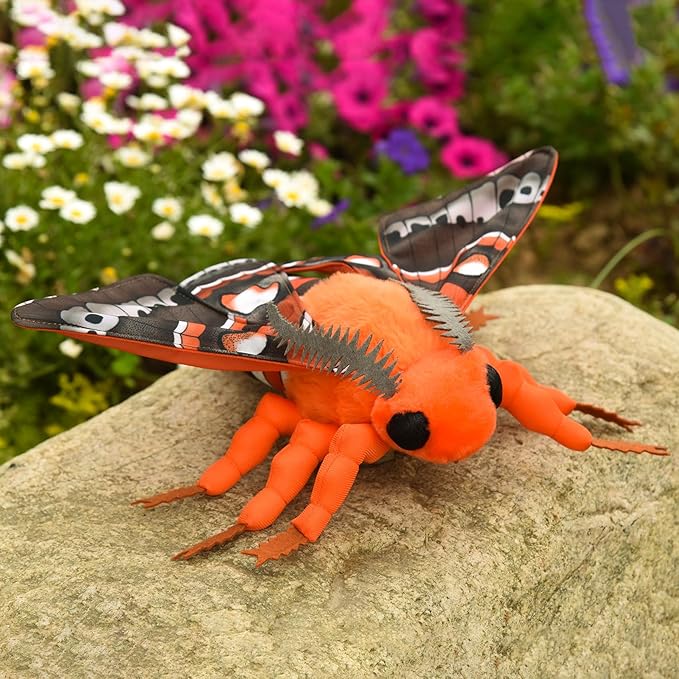 Cecropia Moth Plush Toy, Giant Robin Moth Stuffed Animals 26in, Realistic Soft Big Moth Plushie Model Toy, Unique Plush Gift Collection for Kids