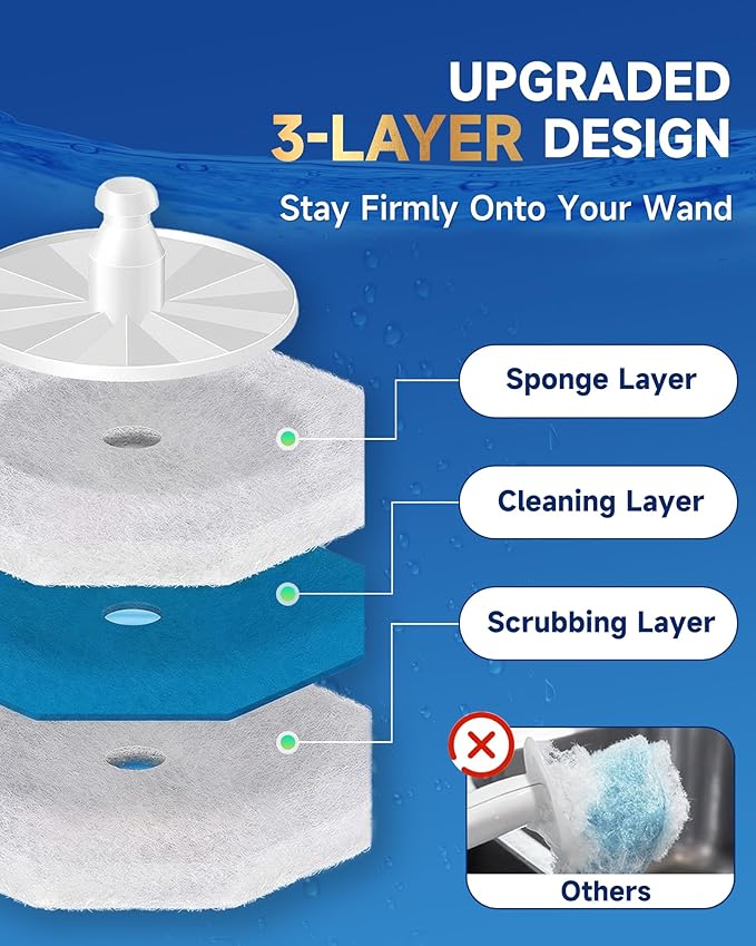 50 Count Toilet Wand Refills for Clorox, 5X Cleaning Power Toilet Bowl Wand Refills & High-Density Disposable Toilet Brush Scrubber - No Falling Apart, Instant Foam for Bathroom Cleaning