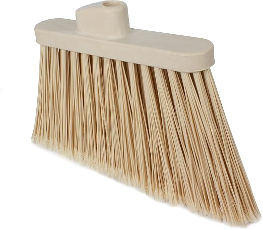 SPARTA Plastic Broom Head, Angled, Flagged for Small Debris Indoor, Outdoor, Home, Restaurant, Lobby, Office, 12 Inches, Tan