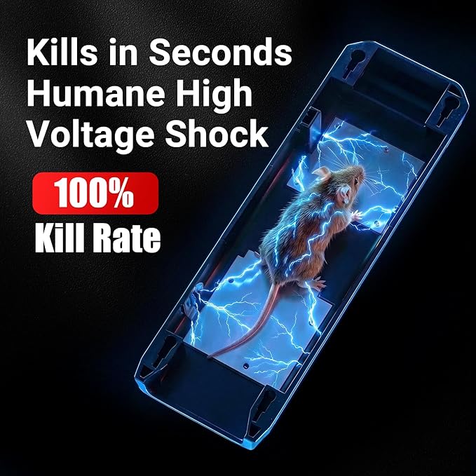 Electric Mouse Traps Indoor for Home, Reusable No-Touch Electronic Mouse Trap Zapper with Powerful Voltage Effectively Kills Mice in Living Rooms, Kitchens, Garages, and More