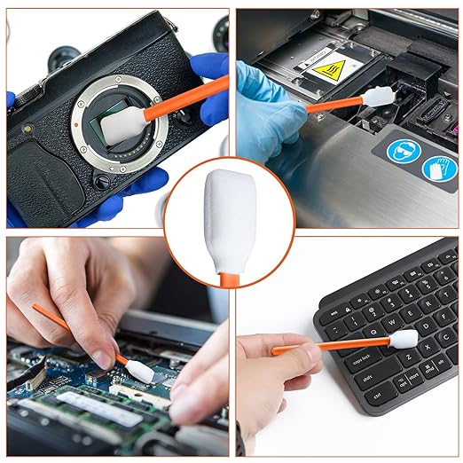 200pcs Foam Cleaning Swabs,Professional Lint Free Sponge Tip Lab Swab for Printer, Gun, Optics Lens, Camera, Arts and Crafts, Automotive Detailing