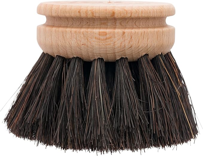 Redecker Silicone Dish Brush Bundle, Includes Interchangeable Natural Horsehair and Tampico Fiber Brush Heads, Sustainable Silicone and Stainless Steel Handle with Hanging Loop, Reed
