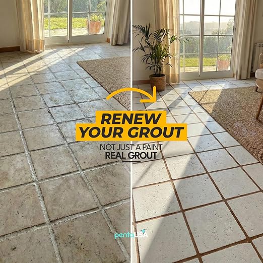 PentaUSA Premixed Tile Grout Repair Kit 2 Pack - Beige Brown Acrylic Sanded Grout Filler for Bathroom, Shower, Kitchen Tile Water-Resistant Tubes with Applicator, Fast Drying (2 x 250g / 17.6oz)