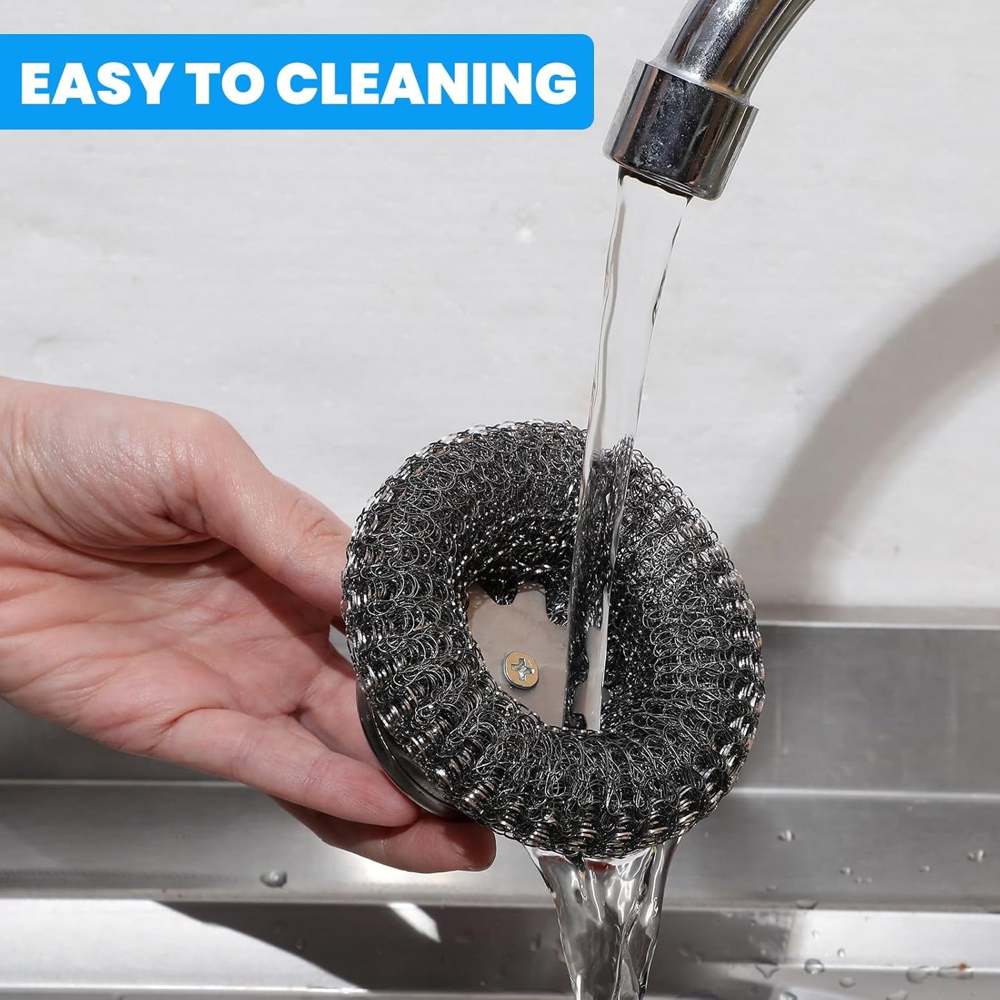 4 Pcs Steel Wool Scrubber with Handle Heavy Duty Metal Pot Scrubber Brush 16 Pcs Stainless Wool for Cleaning Dishes Pans Steel Scouring Pad for Kitchen Cast Iron Sink Griddles Grills