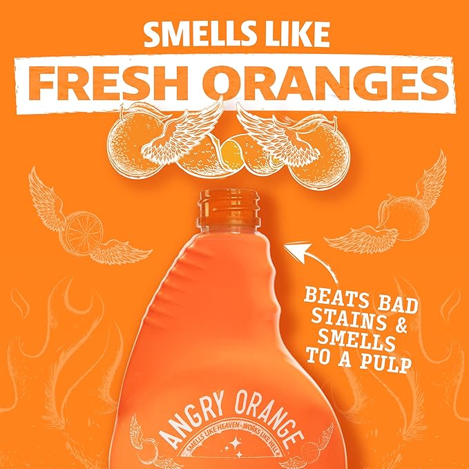 ANGRY ORANGE Stain & Odor Remover - 32oz Pet Urine Enzyme Cleaner - Enzymatic Dog & Cat Pee Destroyer and Odor Eliminator - NEW Orange Rush Scent Cleaning Solution for Home