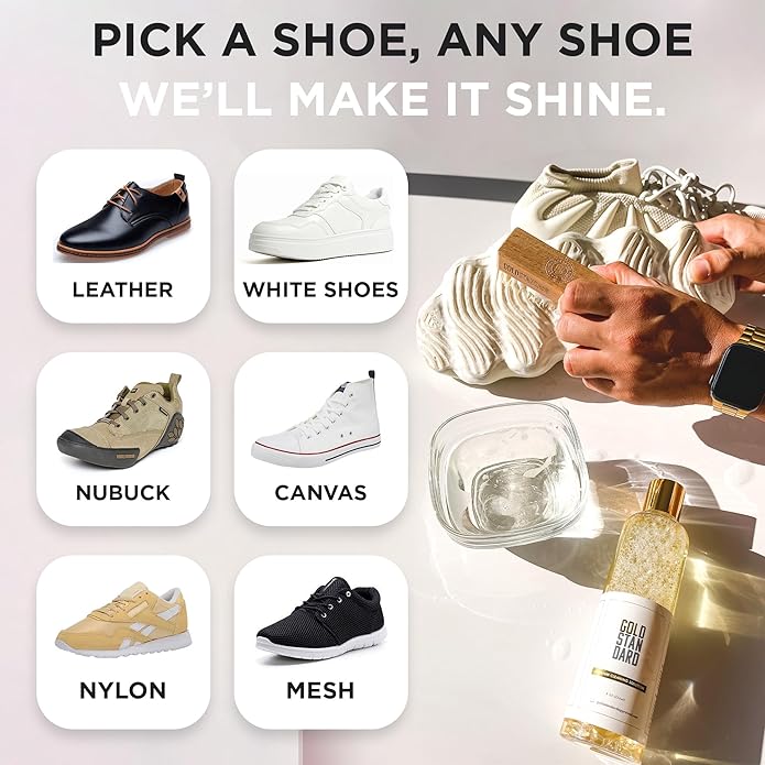 Gold Standard Premium Shoe Cleaning Kit - Sneaker Cleaning Kit for Tennis, Leather, Canvas White Shoe Cleaner Sneakers Kit