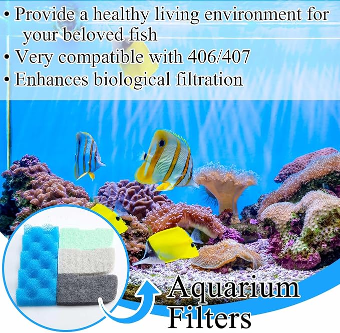 Threlaco 52 Pcs Replacement Filter Media Kit Compatible with Fluval 406/407 Aquarium Filters Include 12 Biological Foams Ammonia Remover Phosphate Pads Nitrite Remover, Towel and Grease