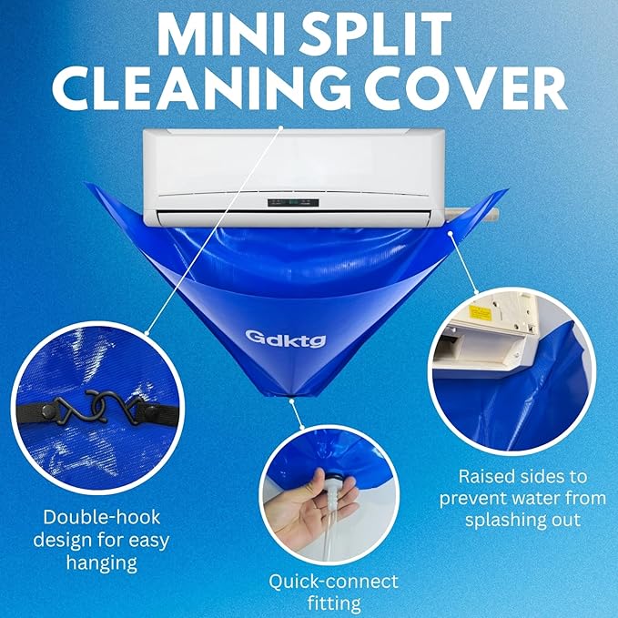 Mini Split Cleaning Kit Bag, Waterproof Ac Cleaning Kit with 2L Pressure Sprayer, Reusable Air Conditioner Cleaning Kit, Minisplit Cleaning Kit for HVAC, Small (for Systems 27in - 37in)