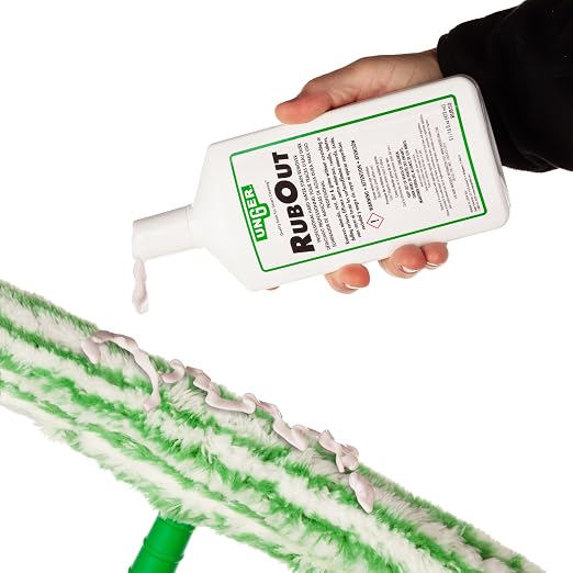 Unger Commercial RubOut Hard Water Stain Remover - 16 oz Professional Window and Glass Cleaner Solution - Removes Mineral Buildup, Rust, and Soap Scum for Clear Surfaces - RUB50
